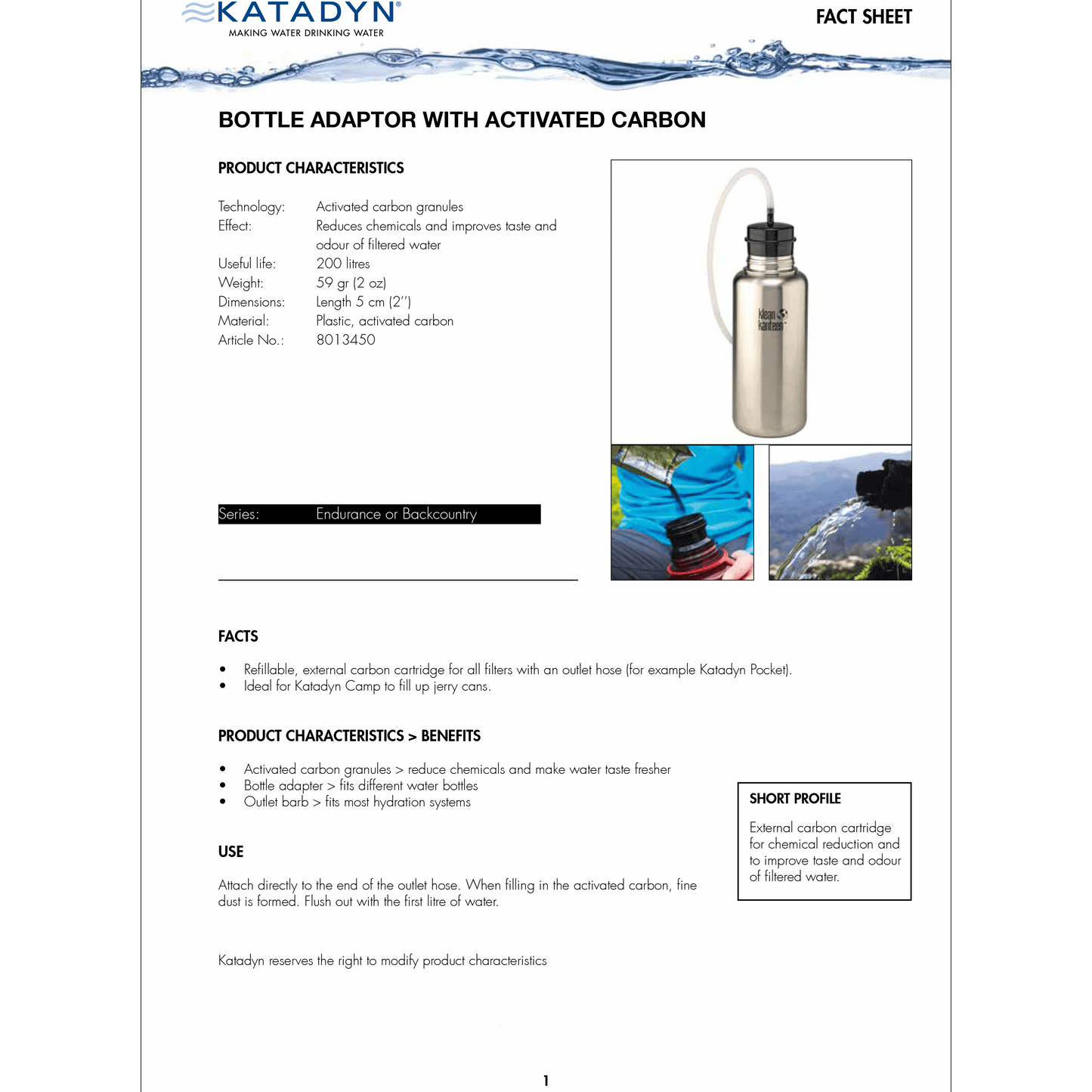 Katadyn Active Carbon Bottle Adapter