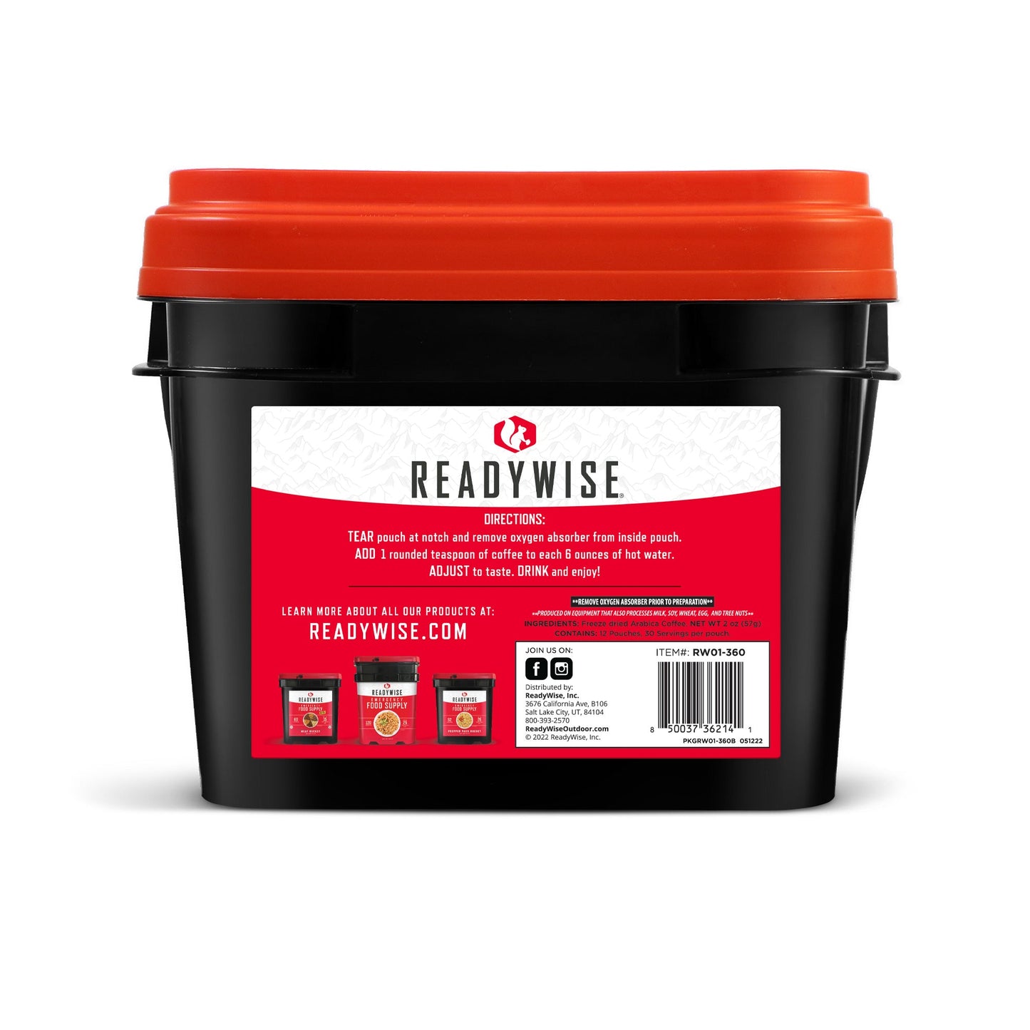 readywise columbian freeze dried coffee 360 servings directions