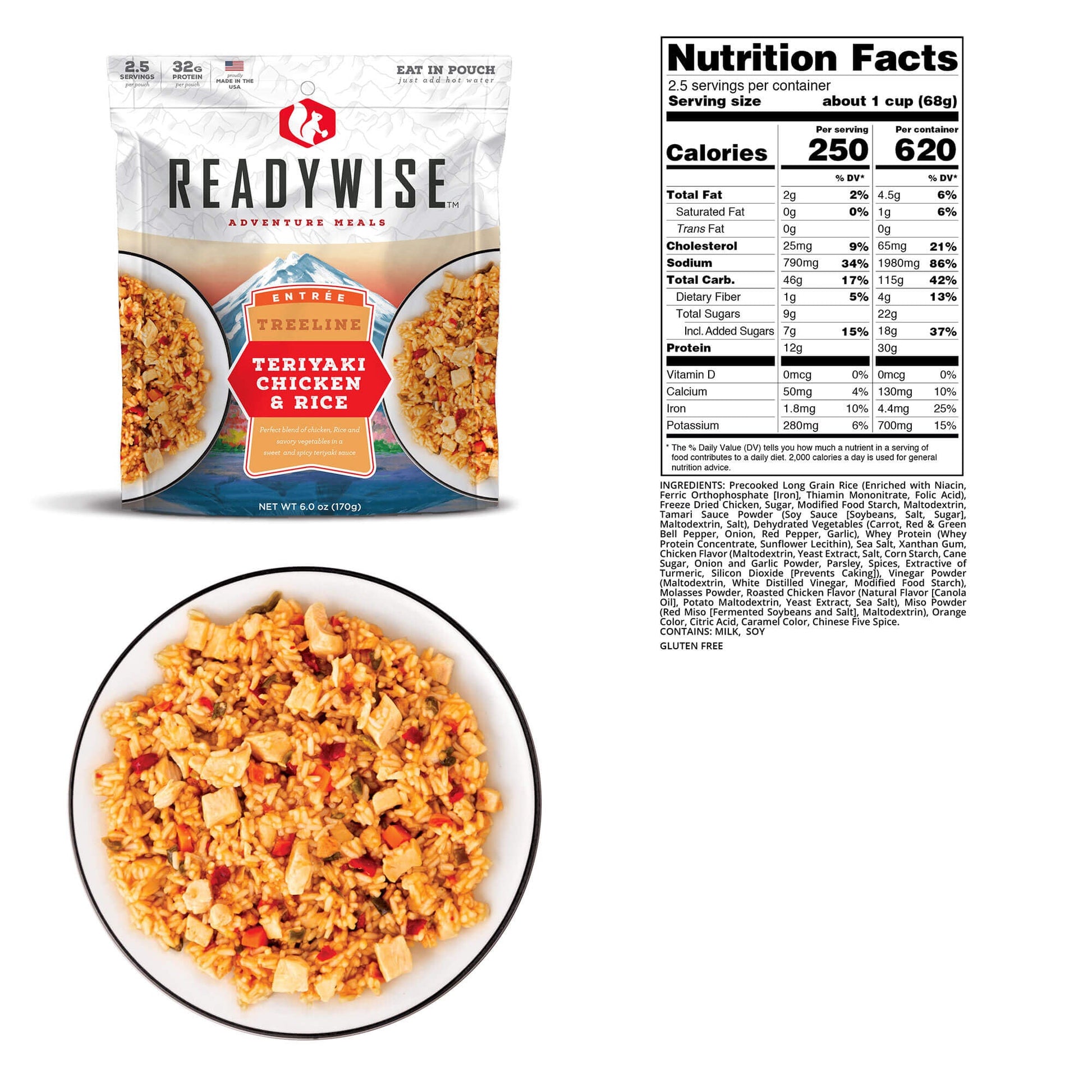 readywise adventure meals 2 day adventure bag teriyaki chicken and rice nutritional information