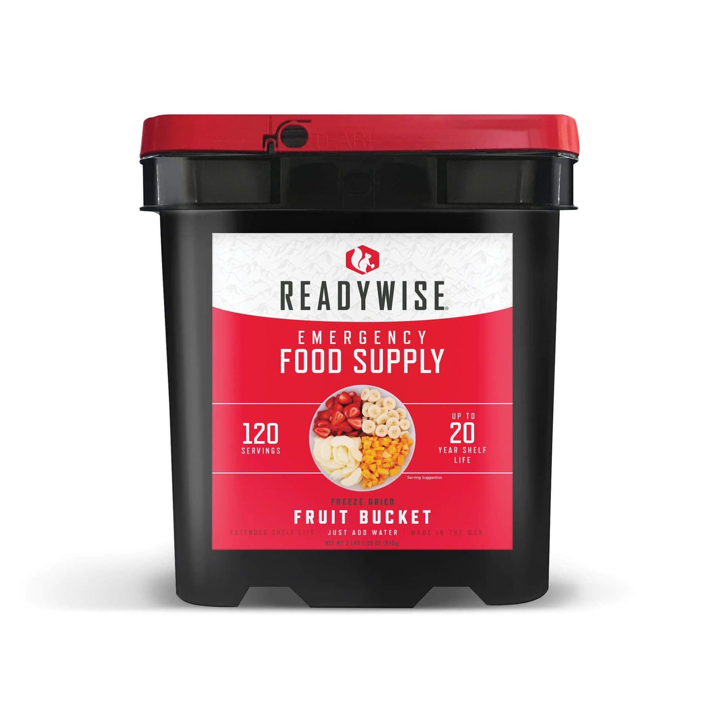 readywise emergency food supply 120 serving freeze dried fruit bucket