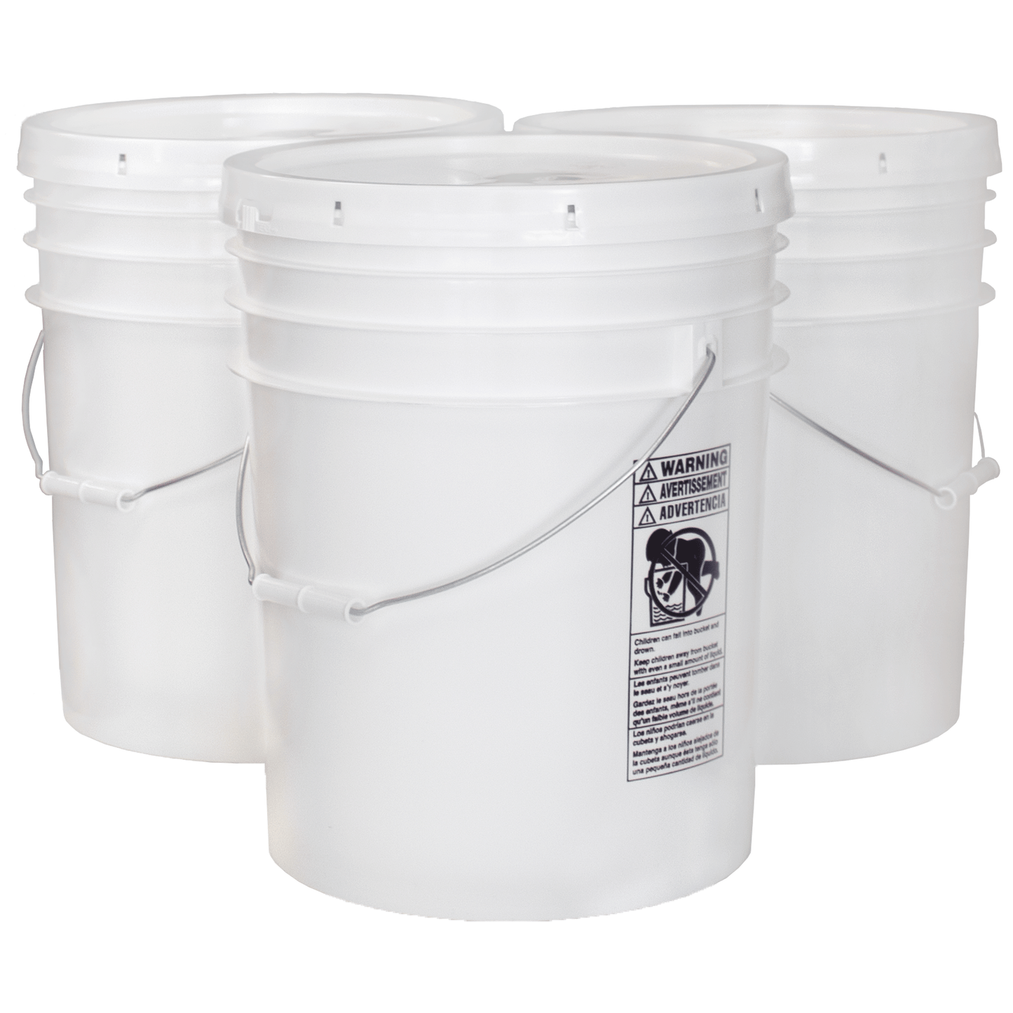 5 Gallon Food Grade Bucket with Lid, White (3-Pack)