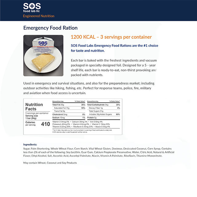 Sos Emergency Rations SOS Food Ration 1200 KCAL Case (72 Rations) – Practical Preparation Company