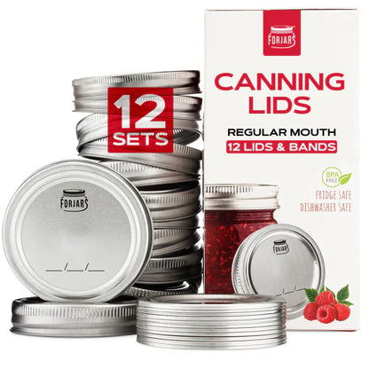 Forjars- 12 Regular Mouth Canning Lids & Bands