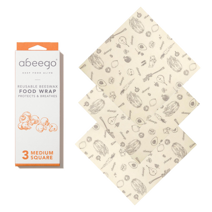 Abeego Medium Square Food Wraps (Three)