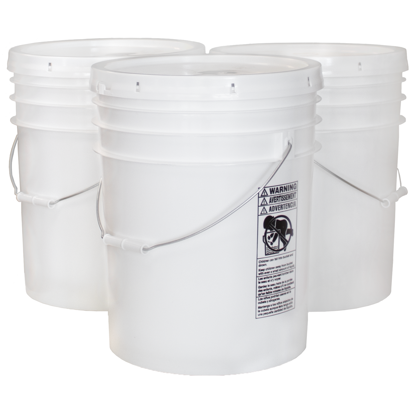 5 Gallon Food Grade Bucket with Lid, White (3-Pack) – Practical ...