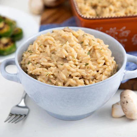 A bowl of mushroom rice pilaf