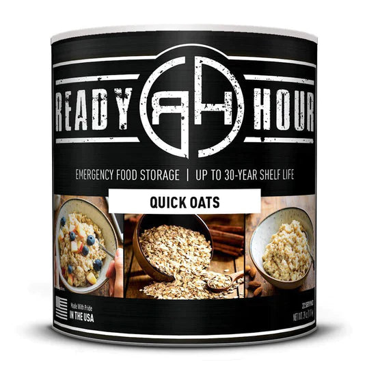 ready hour #10 can quick oats on black cover featuring three images of oats in various bowls