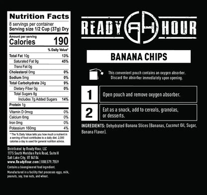 ready hour banana chips nutritional information and directions