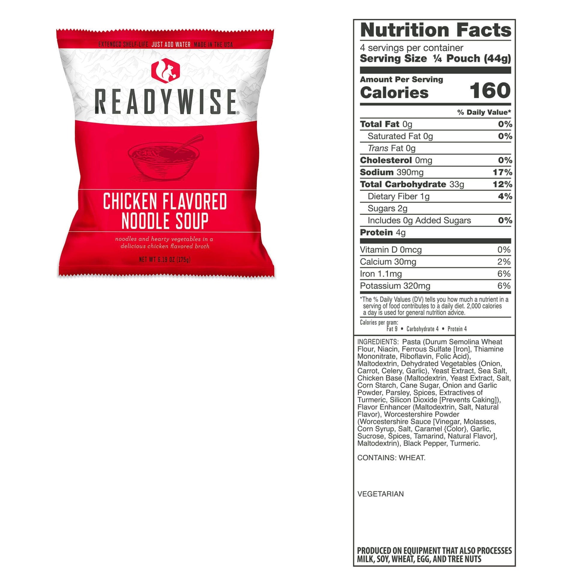 readywise emergency food supply 120 serving food bucket chicken flavored noodle soup nutritional information