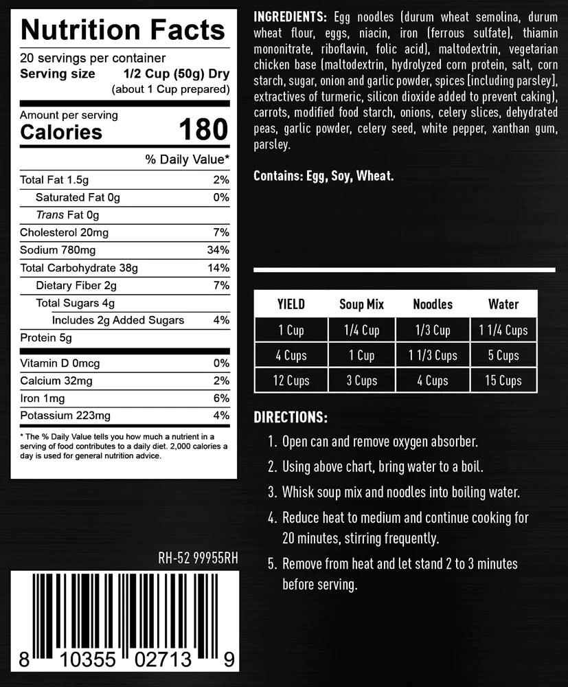 ready hour #10 can chicken flavored noodle soup nutritional information and directions