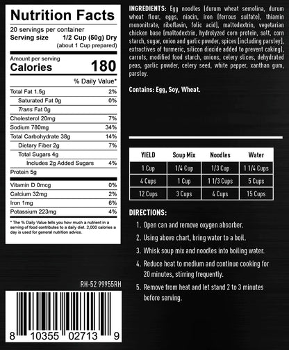 ready hour #10 can chicken flavored noodle soup nutritional information and directions